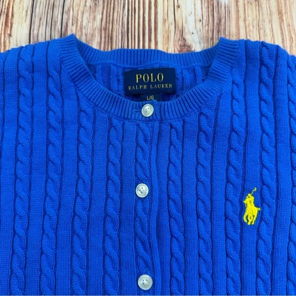 Ralph Lauren Polo Girls Cotton Knit Cable Cardigan Sweater! Size 12/14 Youth - Picture 12 of 14